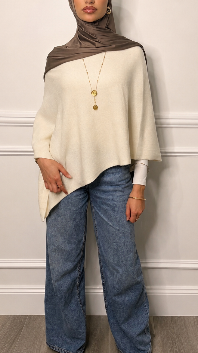 Qamar Asymmetrical Poncho
