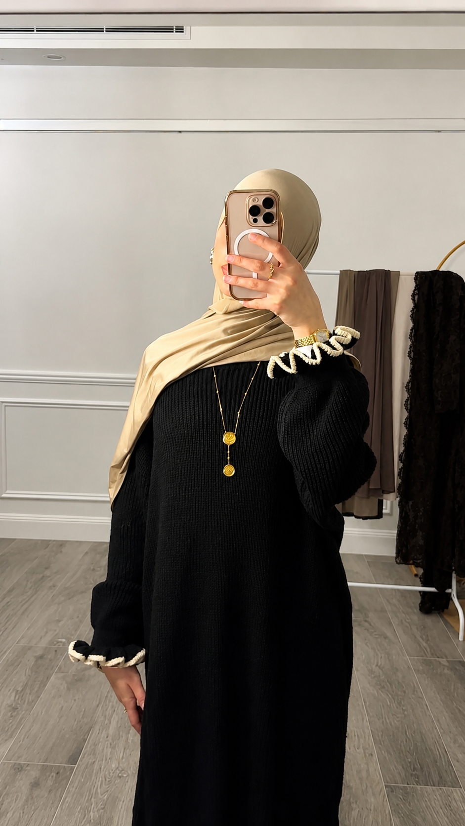 Layla Knit Abaya - Midnight