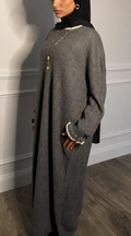 Layla Knit Abaya - Stone